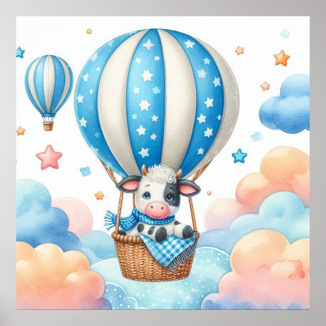 Poster Cow Hot Air Balloon Boy (Frente)