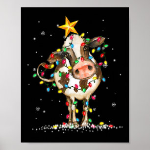 Poster Cow Reindeer Hábito Papais noeis Noite Diversão Va