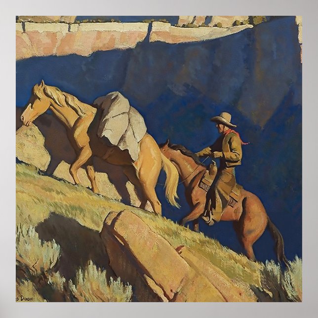 Poster "Cowboy and Pack Horse", por Maynard Dixon (Frente)