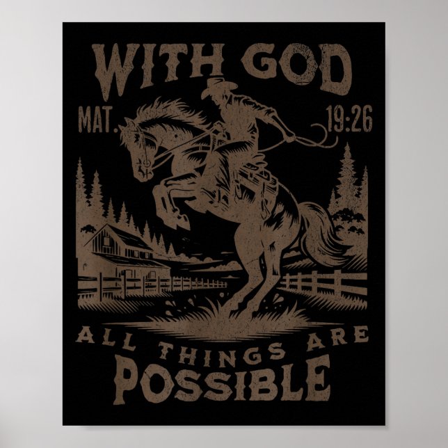 Poster Cowboy Bible Scripture Verse Western Jesus For Men (Frente)