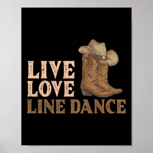 Poster Cowboy Boots Line Dancing Country Hail Love Li (Frente)