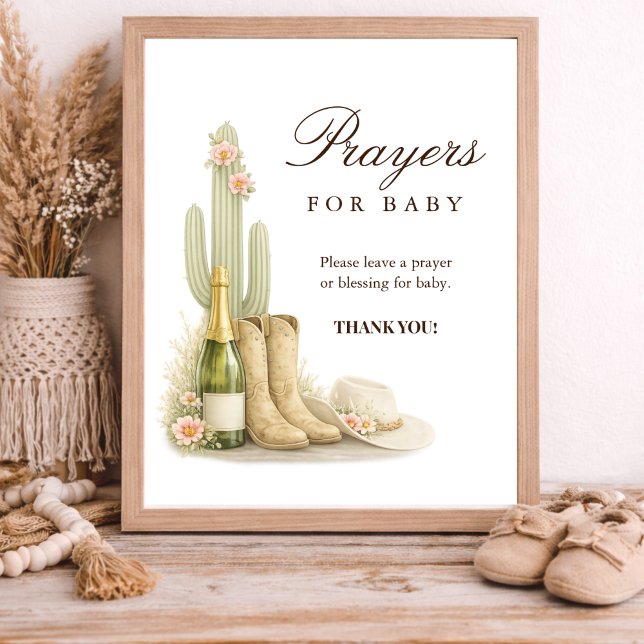 Poster Cowboy Boots Western Baby Shower Prayers For Baby (Criador carregado)