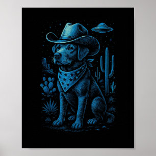 Poster Cowboy Cachorro Labrador Alienígena do Retriever D