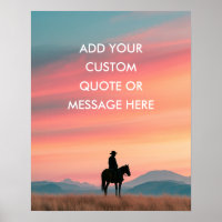 Cowboy Cavalo Pôr do Sol - Crie Sua Própria Citaçã