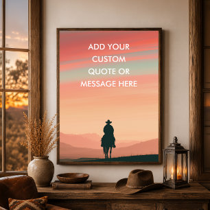 Poster Cowboy Cavalo Pôr do Sol - Crie Sua Própria Citaçã