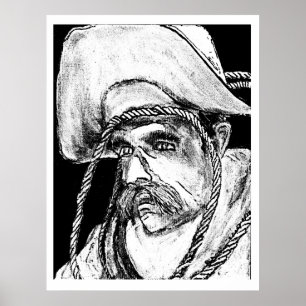 Pôster Cowboy com Rope B&W 2 jGibney O MUSEUM Zazzle