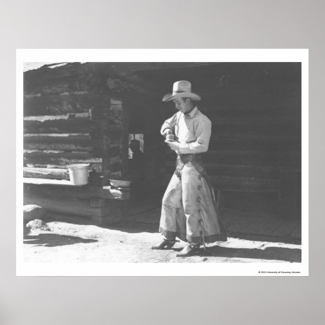 Poster Cowboy comendo de uma lata de amendoim Peter Pan. (Frente)