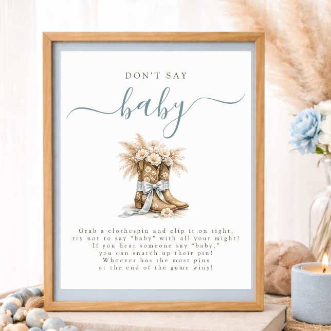 Poster Cowboy Coquette Bow Chá de Bebê Não Diga Bebê (Criador carregado)