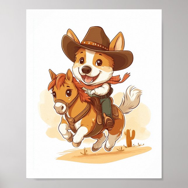 Poster Cowboy Corgi � Western Rodeo Dog (Frente)