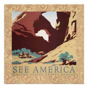 Pôster Cowboy Desert Vintage Cavalos Ocidentais