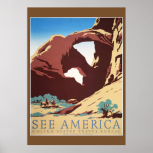 Pôster Cowboy Deserto Vintage Ocidental Cavalos 