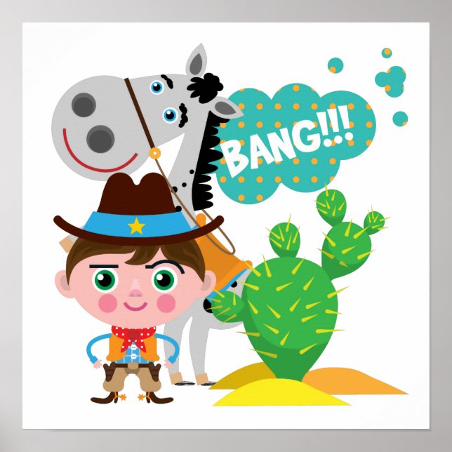 Pôster Cowboy e Cavalo (Frente)