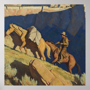 Poster “Cowboy e Cavalo de Carga” por Maynard Dixon