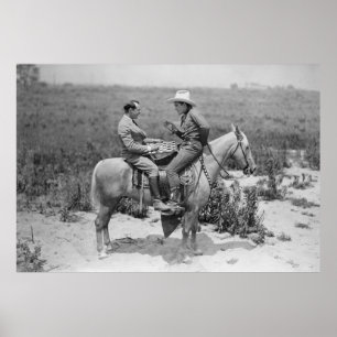 Poster Cowboy e empresário jogando damas em horseba