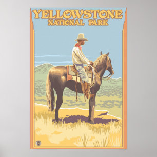 Pôster Cowboy em Horseback - Nacional Yellowstone