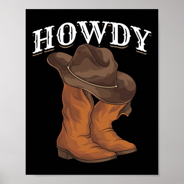Poster Cowboy Ocidental Boots Cowboy Hat Howdy Cowboy (Frente)