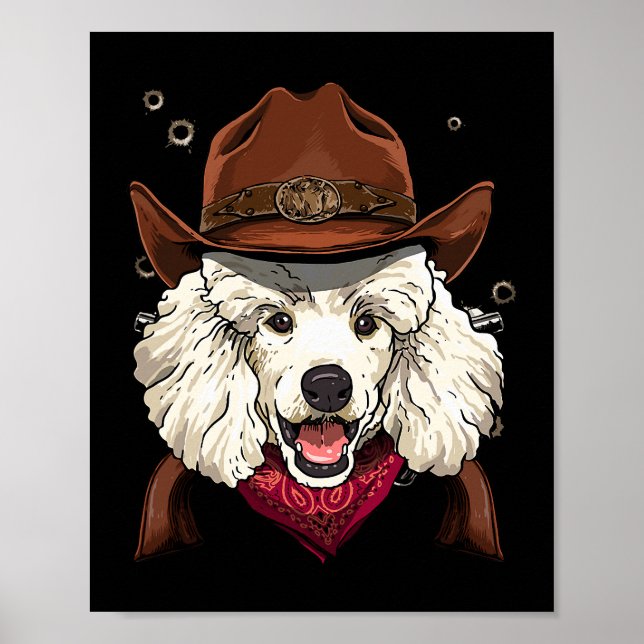 Poster Cowboy Poodle Western Rodeo Cowboy Hat e Bandana (Frente)