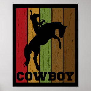 Poster Cowboy Rodeo Horse Retro Western Cowboy Horseck Ri