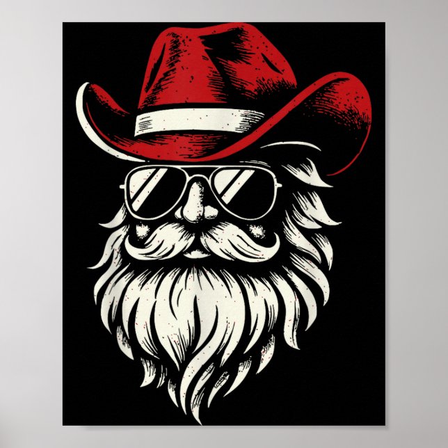 Poster Cowboy Santa Claus Christmas Vintage  (Frente)