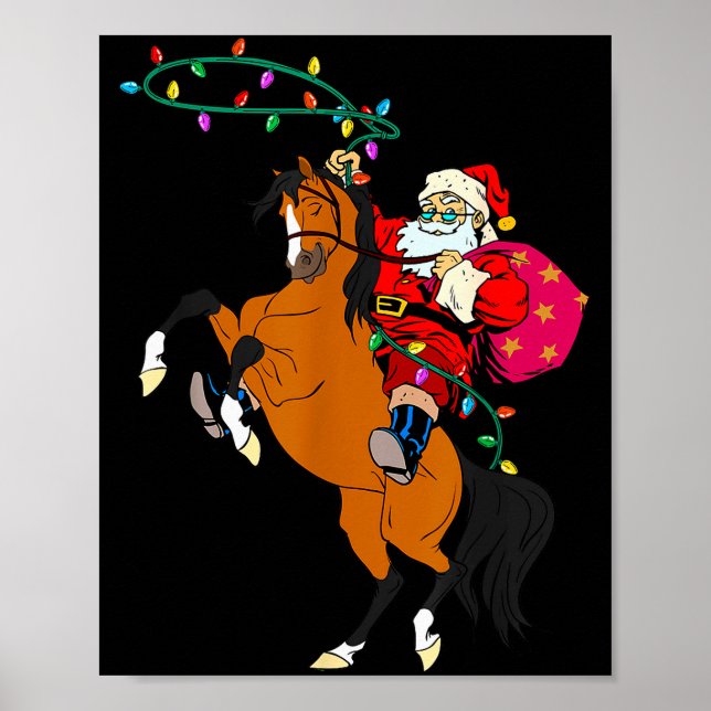 Poster Cowboy Santa Claus Riding A Horse Christmas Cowboy (Frente)