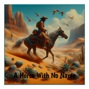 Pôster Cowboy solitário no Deserto Canyon - Arte Surreal 