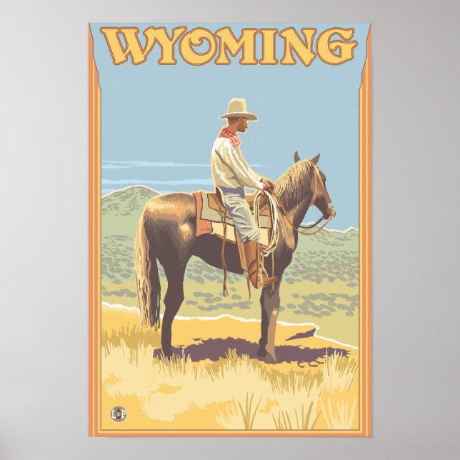 Poster Cowboy (Vista lateral)Wyoming (Frente)