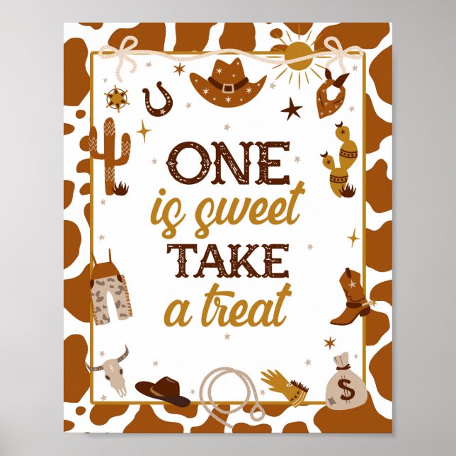 Poster Cowboy Western One é doce Por favor, faça um trata (Frente)