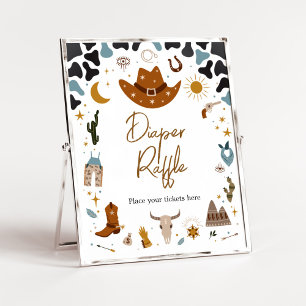 Poster Cowboy Wild West Chá de fraldas Fralda Raffle