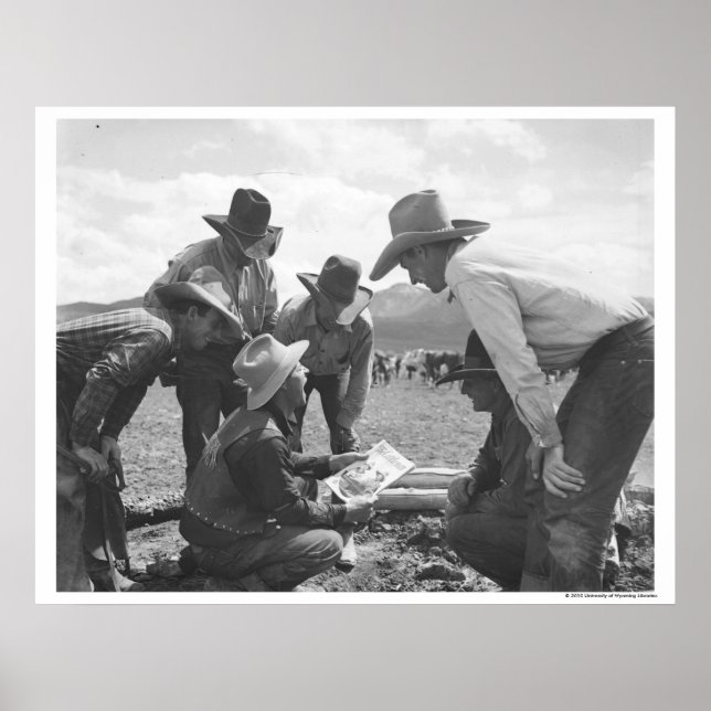 Poster Cowboys a olhar para uma revista (Frente)