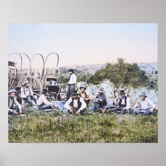 Pôster Cowboys at Lunch, 1904 (foto) (Frente)