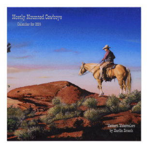 Pôster Cowboys e Cavalos no Ocidente