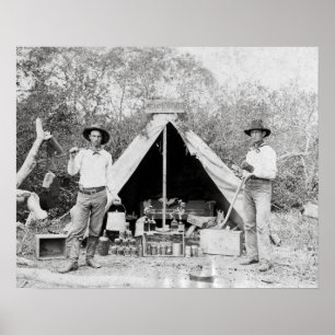 Pôster Cowboys no Acampamento, 1890. Foto Antiga