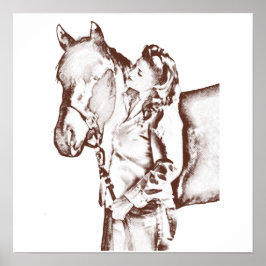 Poster Cowgirl and Horse da década de 1940