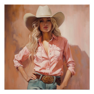 Pôster Cowgirl Chic: Arte de Muro de Cowgirl
