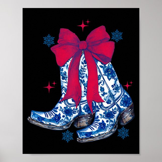 Poster Cowgirl Christmas Funny Coquette Bow Boots Gift Me (Frente)