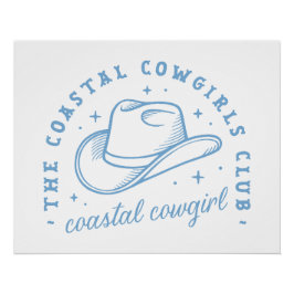 Pôster Cowgirl costeira que faz estética azul da costa oe