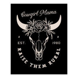 Pôster Cowgirl country mãe estética ocidental cita preto