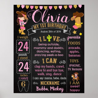 Poster CowGirl Cow Girl Cowboy Wild West Birday