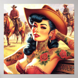 Poster Cowgirl da Tatuagem Quente