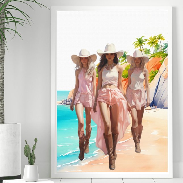 Poster Cowgirl Pastal Pink Trio Tropical (Criador carregado)