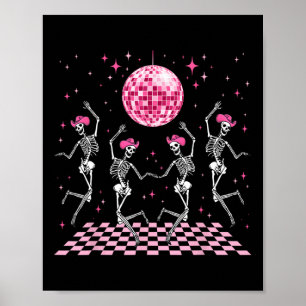 Poster Cowgirl Western Funny Dancing Skeletons E Disco