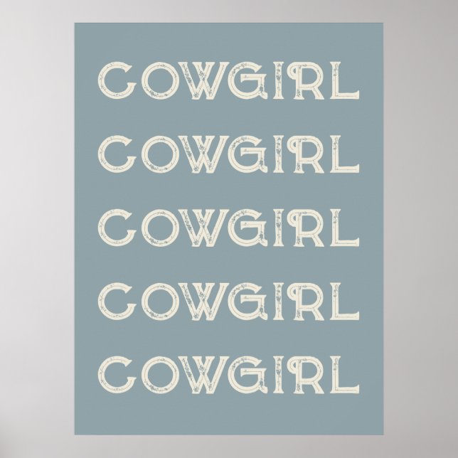 Poster Cowgirl Western Typografia Retro Ranch Cabin (Frente)