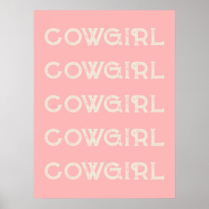 Poster Cowgirl Western Typografia Retro Ranch Cabin