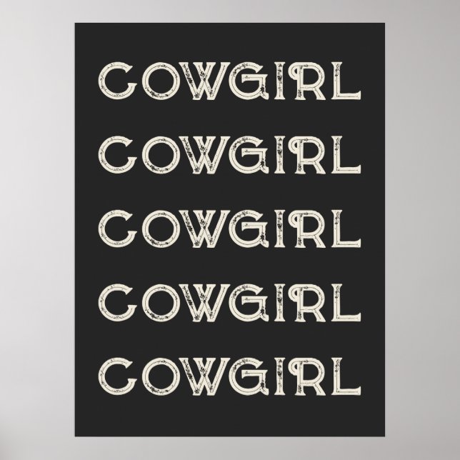 Poster Cowgirl Western Typografia Retro Ranch Cabin (Frente)