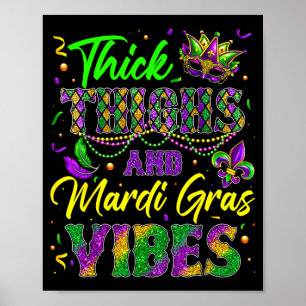 Poster Coxas Grossas E Vibrações De Mardi Gras Máscara Co