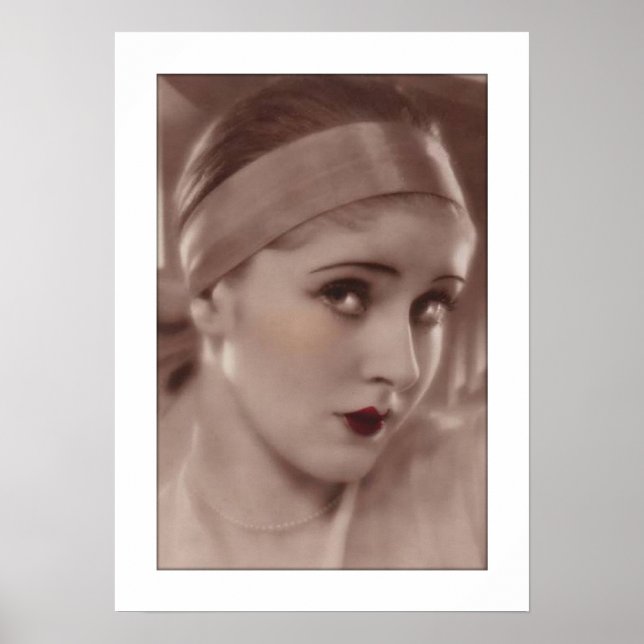 Poster coy deco woman with headband (Frente)