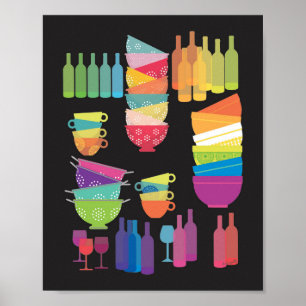 Poster Cozinha Arco-íris Moderno de Meados do Século Pret
