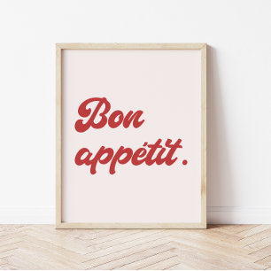 Poster Cozinha 'Bon Appétit' com Script Retroativo Mínimo