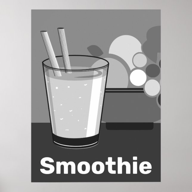 Poster Cozinha Branca e Negra Moderna (Frente)