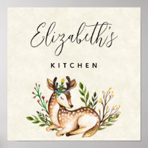 Cozinha Comercial do Deer Deer bonito Watercolor